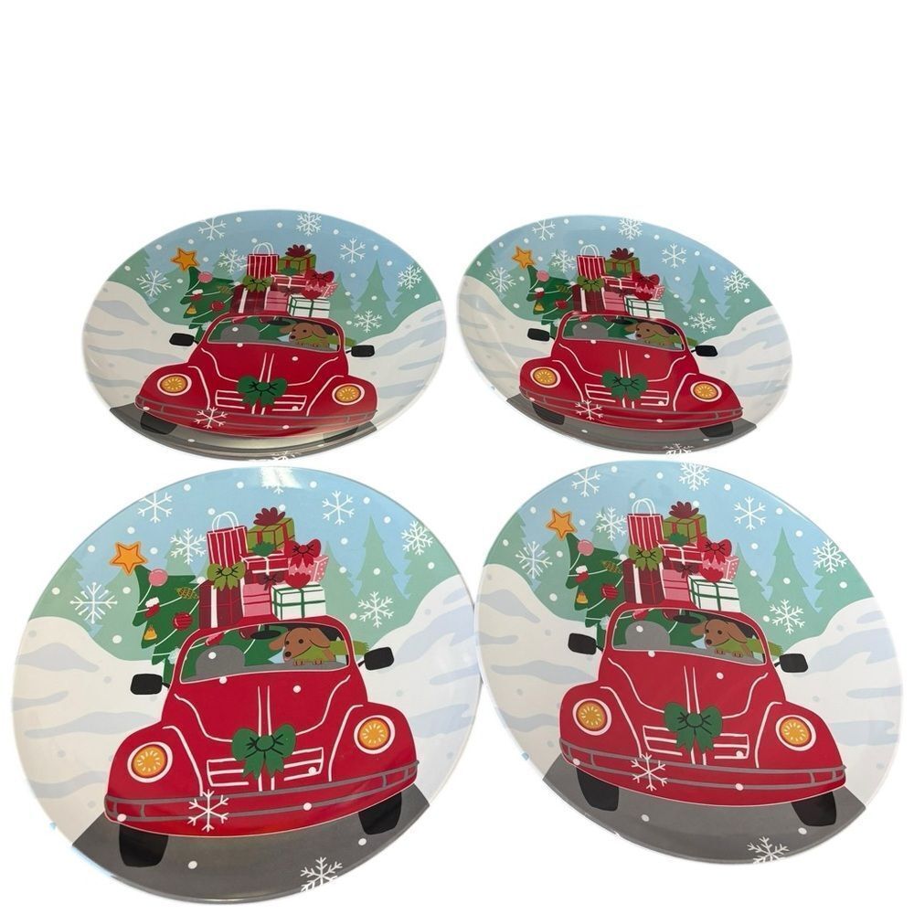 NWT Set of 4 St. Nicholas Square Christmas Dachshund Serving Platters